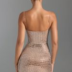 Embellished Cut-Out Mini Dress in Honey - Image 3