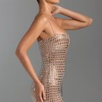 Embellished Cut-Out Mini Dress in Honey - Image 4