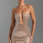 Embellished Cut-Out Mini Dress in Honey - Image 7