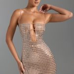 Embellished Cut-Out Mini Dress in Honey - Image 8