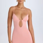 Cut-Out Open-Back Mini Dress in Apricot Pink - Image 6