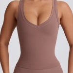 Soft Active V-Neck Tank Top in Mocha - Image 5