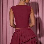 Open-Front Crop Top in Wine Red - Image 2