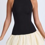 Turtleneck Drop-Waist Bubble Hem Mini Dress in Black - Image 5