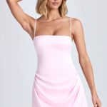 Draped A-Line Mini Dress in Blush - Image 5
