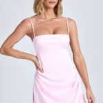 Draped A-Line Mini Dress in Blush - Image 8
