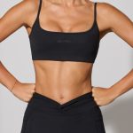 Twist Back Scoop Neck Sports Bra in Black - Image 4