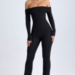 Tall Modal Off-Shoulder Ruched Jumpsuit in Black - Image 7