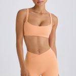 Soft Active Contrast-Trim Sports Bra in Peach - Image 6