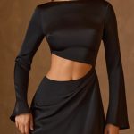 Asymmetric Cut-Out A-Line Mini Dress in Black - Image 5