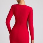 Heart Cut Out Long Sleeve Mini Dress in Fire Red - Image 2