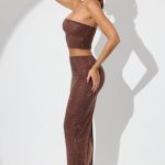 Embellished Mid Rise Maxi Skirt in Espresso - Image 3