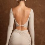 Open-Back Draped Crop Top in Light Grey - Image 2