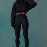 Cropped Drawstring Hooded Sweatshirt in Black - Image 5