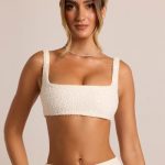 Embellished Square Neck Bralette in White