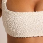 Embellished Square Neck Bralette in White - Image 4