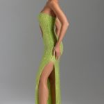 Embellished Cut-Out Bandeau Maxi Dress in Pear Green - Image 2