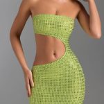 Embellished Cut-Out Bandeau Maxi Dress in Pear Green - Image 4
