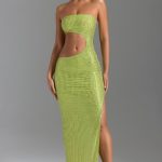 Embellished Cut-Out Bandeau Maxi Dress in Pear Green - Image 6
