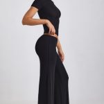 Ribbed Modal High Neck Top in Black - Image 6