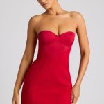 Strapless A-Line Mini Dress in Fire Red