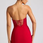 Strapless A-Line Mini Dress in Fire Red - Image 2