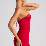 Strapless A-Line Mini Dress in Fire Red - Image 3