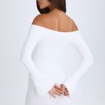 Off-Shoulder Cut-Out Mini Dress in White - Image 2