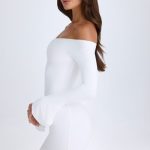 Off-Shoulder Cut-Out Mini Dress in White - Image 3