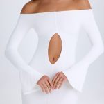Off-Shoulder Cut-Out Mini Dress in White - Image 4