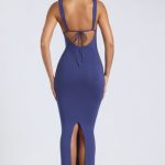 Modal Square Neck Low Back Maxi Dress in Navy - Image 2