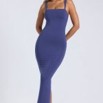 Modal Square Neck Low Back Maxi Dress in Navy - Image 4