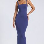 Modal Square Neck Low Back Maxi Dress in Navy - Image 6