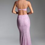 Embellished Cut-Out Fishtail Maxi Dress in Peony Pink - Image 2