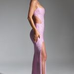 Embellished Cut-Out Fishtail Maxi Dress in Peony Pink - Image 3