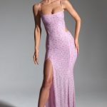 Embellished Cut-Out Fishtail Maxi Dress in Peony Pink - Image 5