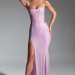 Embellished Cut-Out Fishtail Maxi Dress in Peony Pink - Image 6