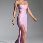 Embellished Cut-Out Fishtail Maxi Dress in Peony Pink - Image 7