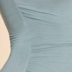 High Neck Racerback Ruched Modal Cashmere Blend Maxi Dress in Stone Blue - Image 8