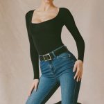 Seamless Long-Sleeve Bodysuit in Black