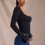 Seamless Long-Sleeve Bodysuit in Black - Image 3
