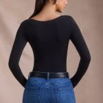 Seamless Long-Sleeve Bodysuit in Black - Image 4