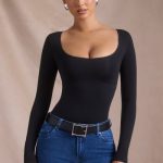Seamless Long-Sleeve Bodysuit in Black - Image 7