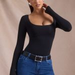 Seamless Long-Sleeve Bodysuit in Black - Image 9