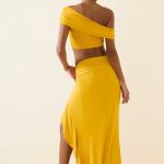 Asymmetric Ruffled Low-Rise Maxi Skirt in Golden Yellow - Image 2