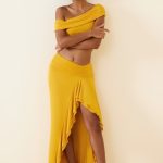 Asymmetric Ruffled Low-Rise Maxi Skirt in Golden Yellow - Image 6