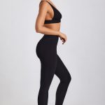 Petite Ribbed Modal High Waist Leggings in Black - Image 3