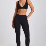 Petite Ribbed Modal High Waist Leggings in Black - Image 4