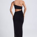 One Shoulder Cut Out Maxi Dress in Black - Image 2