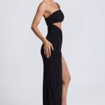 One Shoulder Cut Out Maxi Dress in Black - Image 3